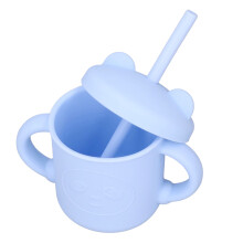 Tazza da addestramento in silicone per bambini 190 ml 12 cm coperchio blu