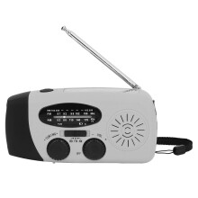 Radio solar de manivela 1200 mAh 12,8  6  4,5 cm gris plateado