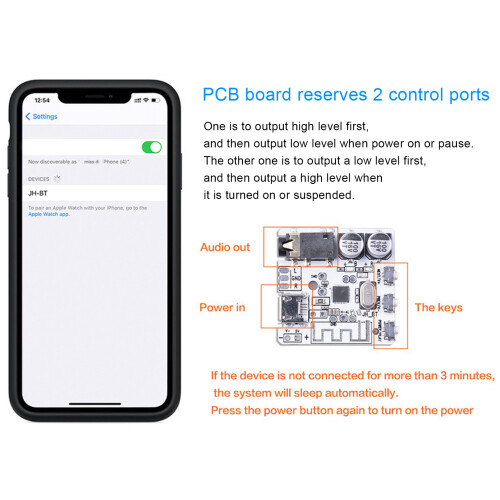 Scheda ricevitore Bluetooth V5.0 fai-da-te nera 3,5 mm 10 m 2