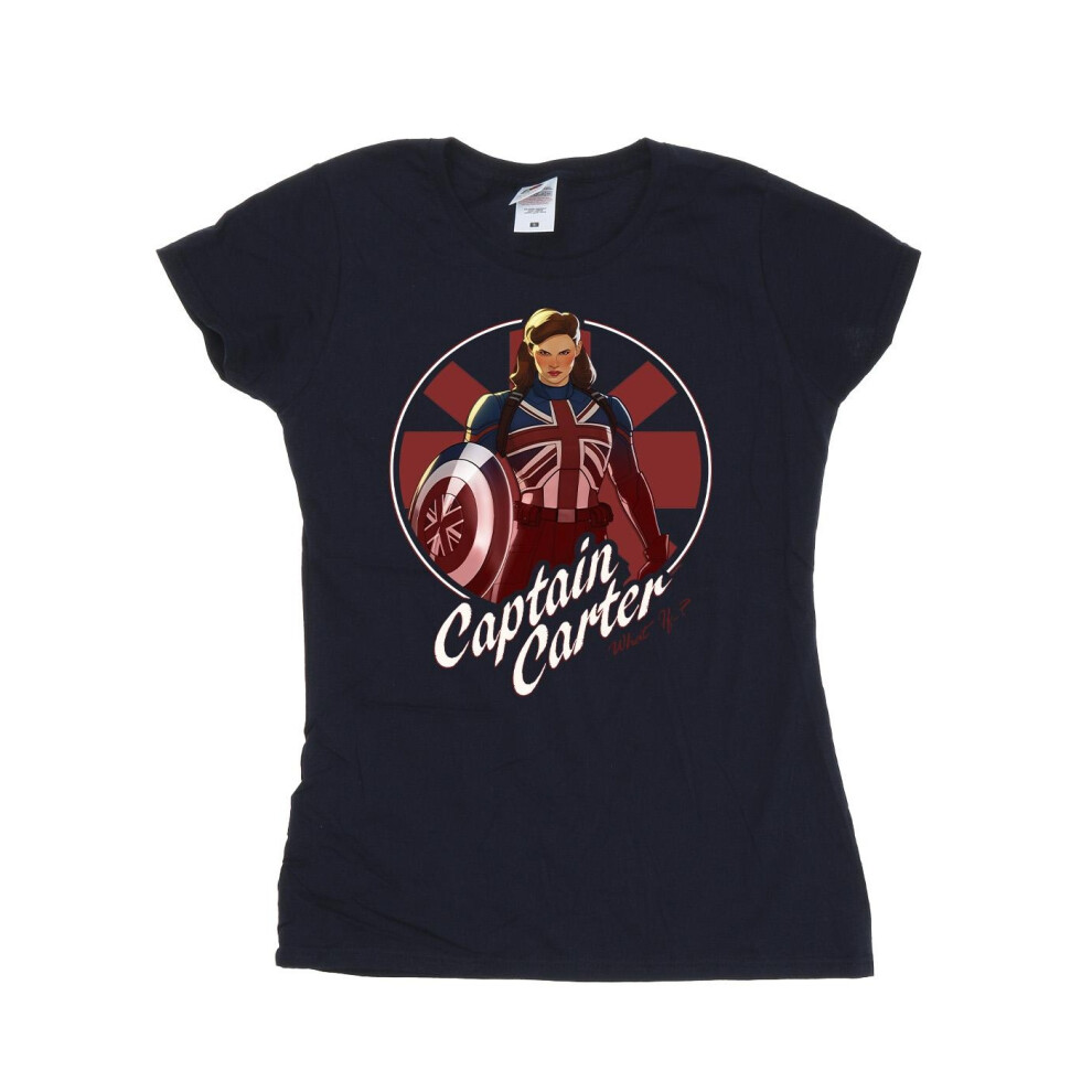 (L, Navy Blue) Marvel Womens/Ladies What If Captain Carter Cotton T-Shirt