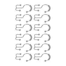 Shower Hooks Stainless Steel Shower Curtain Hooks 12PCS Anticorrosion Double Hook Plating Polishing Shower Curtain Rings