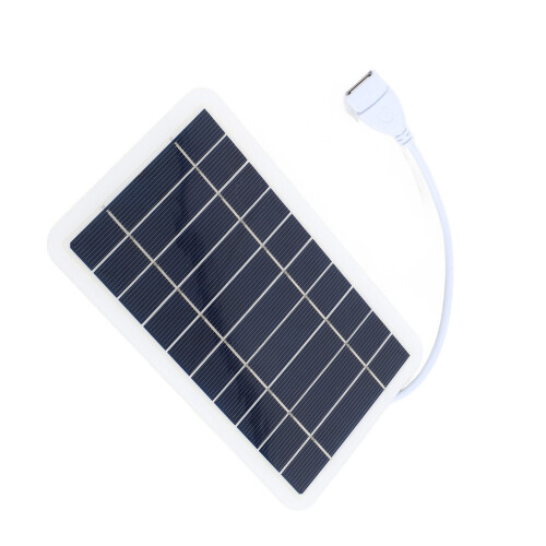 Panel solar USB 5V 2W, 400 mA, 98 g, negro compacto