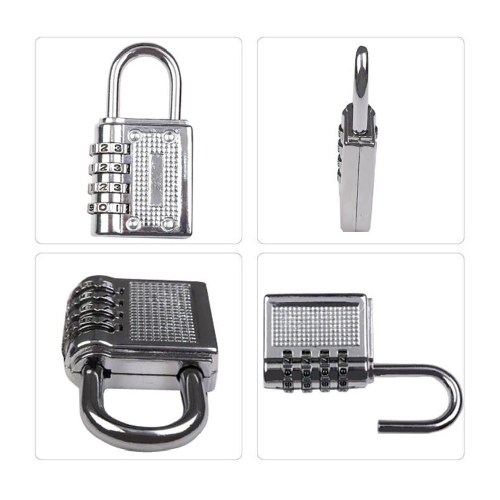 Combination Padlock 4 Dial Keyless Anti Theft Zinc Alloy Universal For Luggage Cases Gym Lockerblack 3401321591661