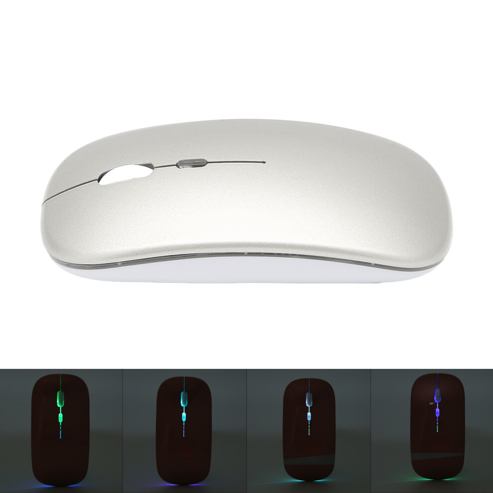 2.4G Wireless Mouse Ultrathin Chargeable Mute 1600Dpi Color Backlight Game Mouse With 2.4G Receiver For Laptop Computersilver Gray 9371321592606