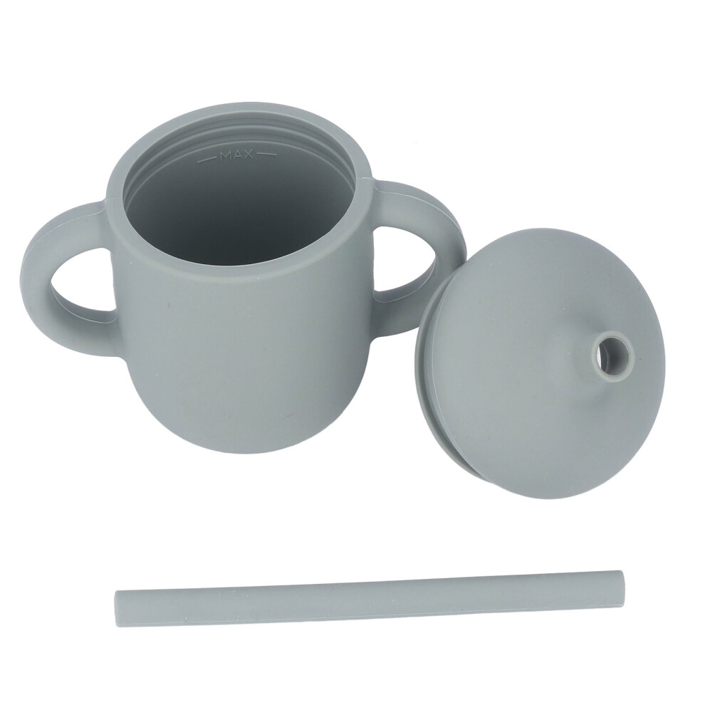 Toddler Cup Silicone Spill Proof Prevent Slip Handle Bpa Free Baby Trainer Cup With Straw For Infant 6 Months Abovemilitary Green