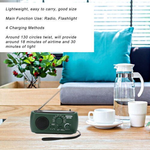 Radio de manivela 800mAh 145x70x40mm ABS 2W 2