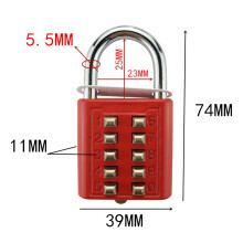 Candado de combinación de botones 75 g 74x39x11 mm Rojo