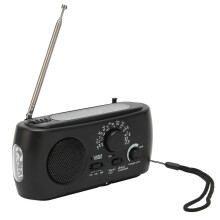 Radio de emergencia solar negra 800 mAh 15,5 x 7,5 x 4,5 cm