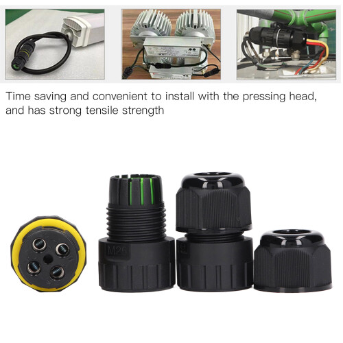 EW-M25-4P 4 conducteurs IP68 10-14mm Noir 2 pièces 2