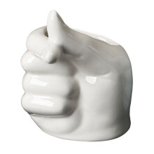 Vaso a forma di mano con pollice alzato 11x10.8x8.2 cm 270 g Bianco