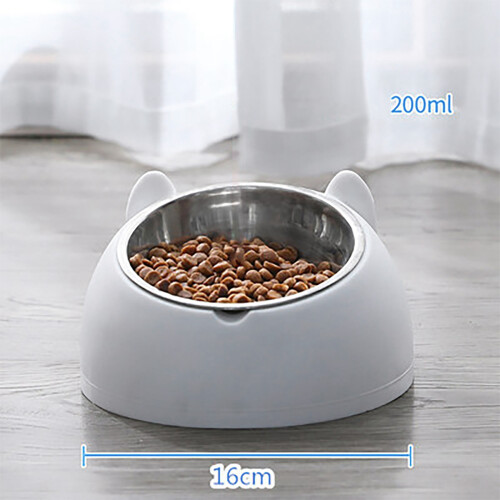 Cuenco blanco de acero inoxidable desmontable con forma de perro