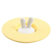 Tapa de silicona para taza con forma de conejo - 35 g - amarilla