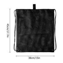 Bolsa de malla de nylon negra con cordón 45x38 cm