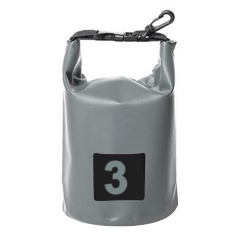 Bolsa seca impermeable tipo cubo de 3 L, gris, para acampar. 1