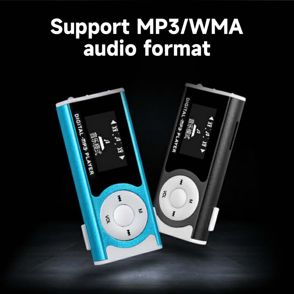 Portable Mini Mp3 Music Player Metal Mp3 Player With Lcd Screen Led Support Tf Memory Card Mp3/Wma Audio Format Light/Blue 8101321598060