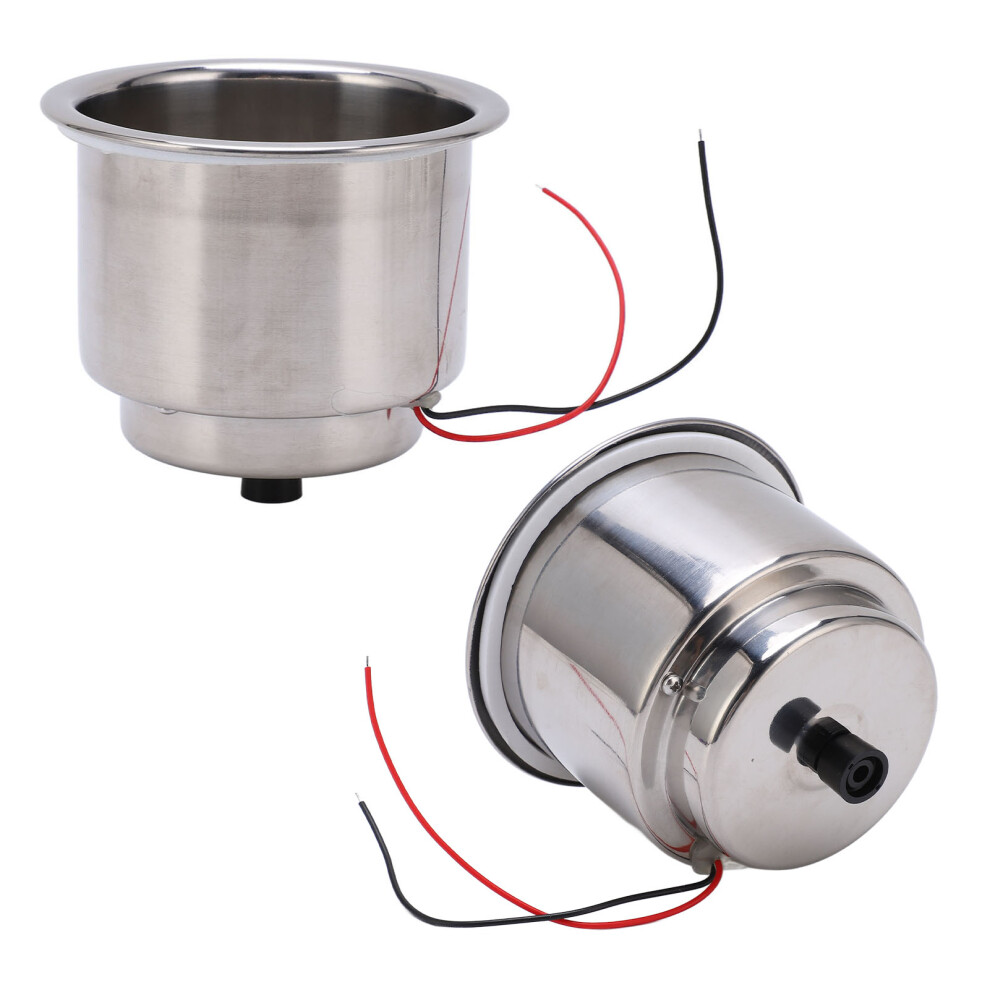 2Pcs Luminous Cup Holder Insert 8 Leds 304 Stainless Steel With Draining Hole For Marine Boat Carred Led 4051321604879