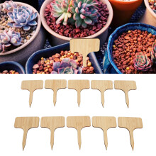 10pcs Plant Labels Bamboo Material Easy Writing 1/8 in Thickness Decorative Garden Markers for GardenerT Shape
