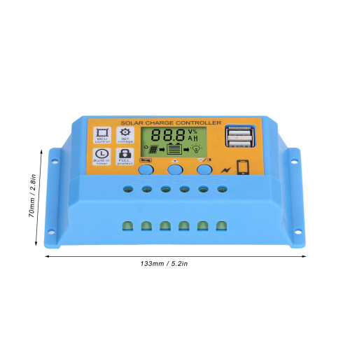 Régulateur solaire 12V/24V 30A 390W/780W ABS 2