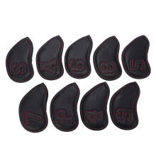 Juego de 9 fundas para hierros de golf, 297 g, negro PU+peluche