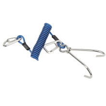 Lanyard enrollable con gancho de buceo, 1 pieza, talla única, azul