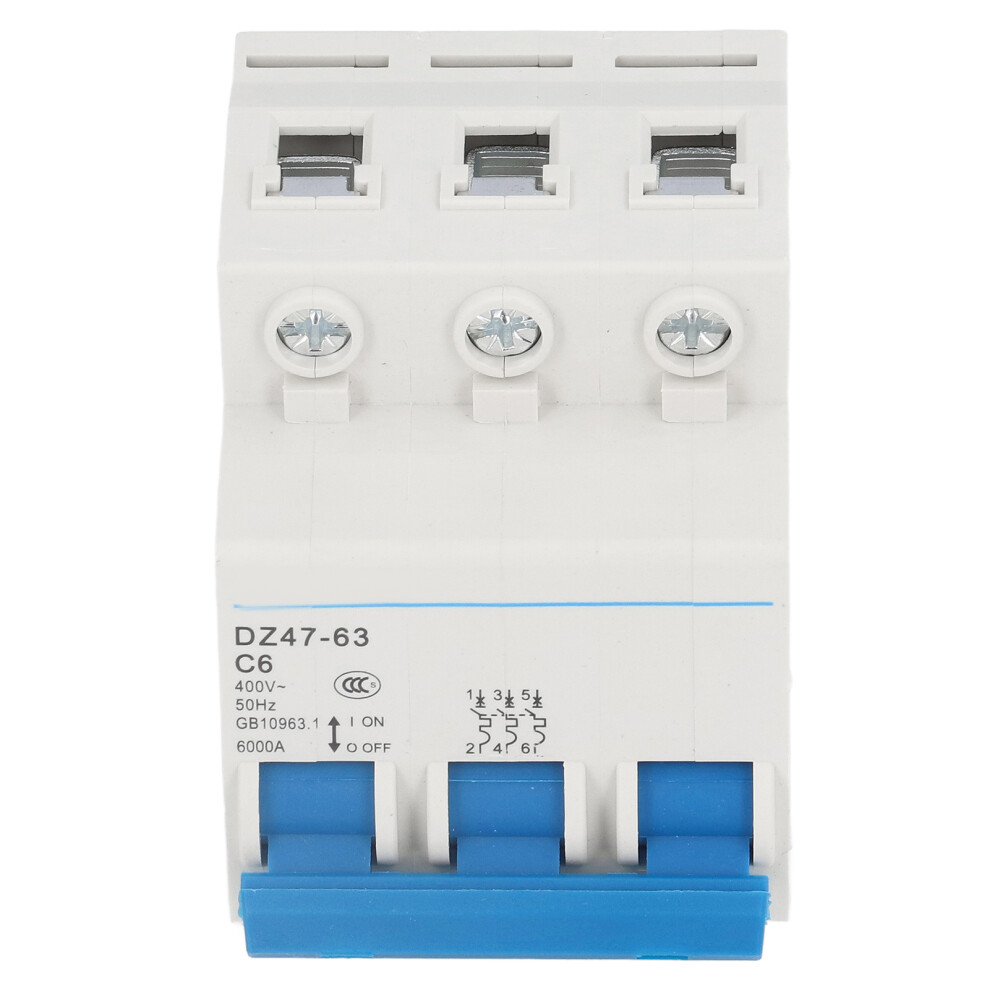 3P Circuit Breaker Pa66 Din Rail Mount Miniature Circuit Breaker Breaking Capacity 6000A 400V 6A 5051321610459
