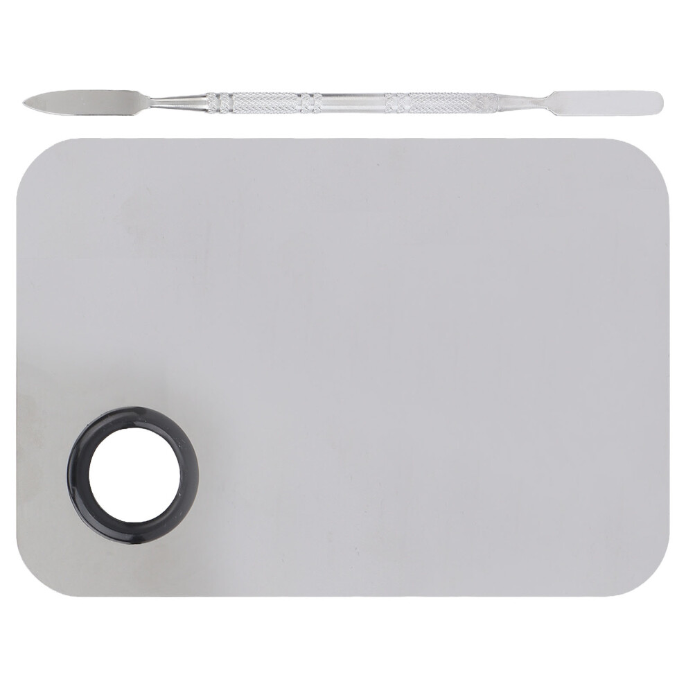 Stainless Steel Mixing Palette with Spatula Professional Cosmetic Makeup Metal Mixing Palette Nail Art
