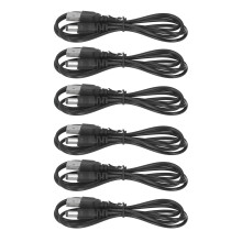 6 piezas de cable negro USB 2.0 tipo A a conector de barril de 5.5x2.1mm 5V