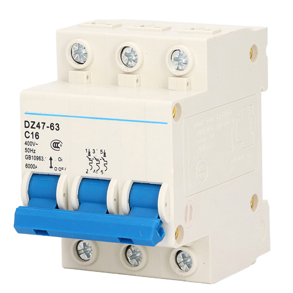 3P Miniature Circuit Breaker Din Rail Mount Low Voltage Protection Switch 400V 16A Dz47â63 C16 8771321616417