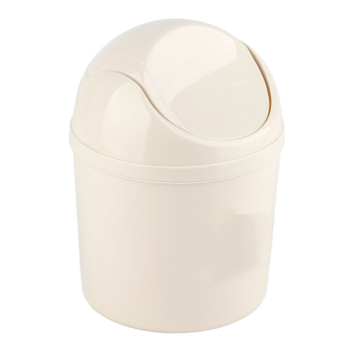 Mini cestino da tavolo in PP, coperchio discreto, bianco 2