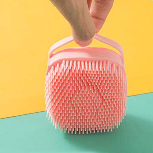 Cepillo para mascotas de silicona multifuncional rosa y peine de ducha 2
