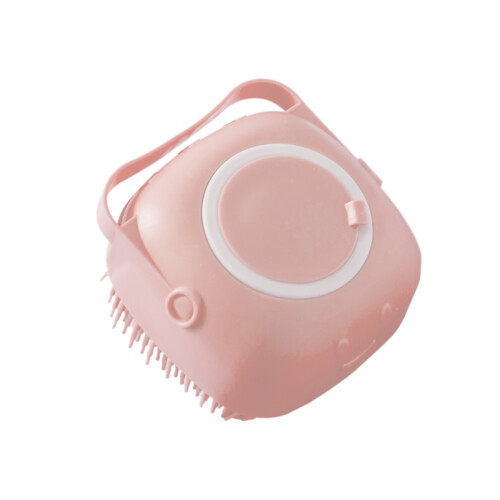 Cepillo para mascotas de silicona multifuncional rosa y peine de ducha 1
