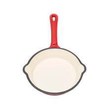Deep Frying Pan Cast Iron Enamel Double Layers Nonstick Surface Long Handle Durable Sturdy Saute Pan for Home Restaurant