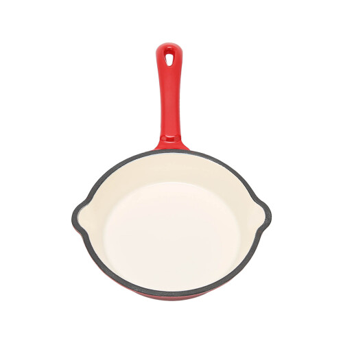 Deep Frying Pan Cast Iron Enamel Double Layers Nonstick Surface Long Handle Durable Sturdy Saute Pan for Home Restaurant