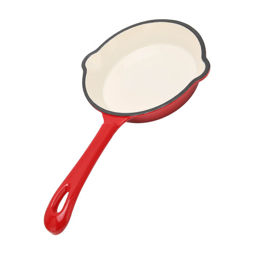 Deep Frying Pan Cast Iron Enamel Double Layers Nonstick Surface Long Handle Durable Sturdy Saute Pan for Home Restaurant 2
