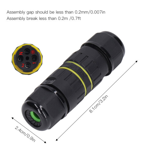 2 pièces EW-M20-4P 400V/24A jonction noire 8,1  2,4 cm 2