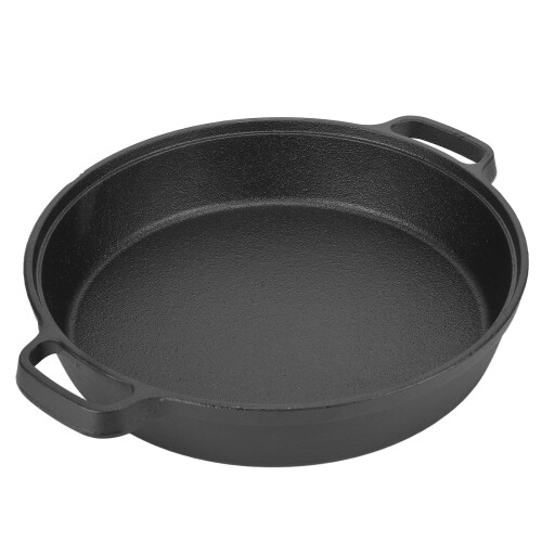 25CM Thickened Pancake Pan Cast Iron Flat Bottom Pan 2 Handle Kitchen Frying Pan for Household 1