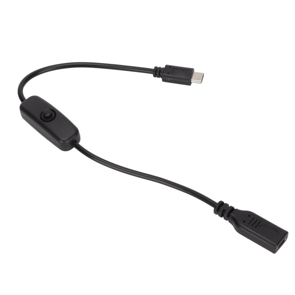Type C Male To Female Power Extension Cord 30Cm/11.8Inch Usb Extension Cable With On/Off Switch For Mobile Phones Black 7891321623084