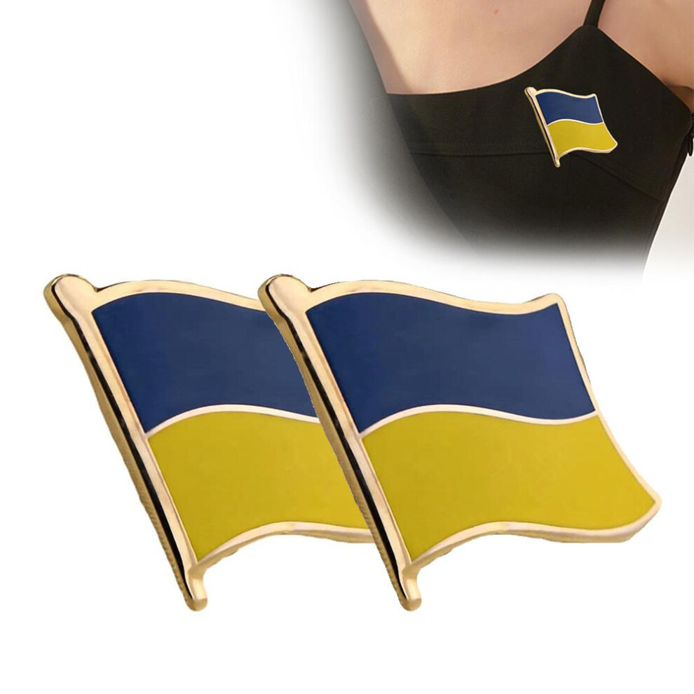 2022 Ukraine Flag Lapel Pin Badges Ukraine Waving Flag Pins Metal Flag Badge Pins Brooch Souvenir 2 Pack