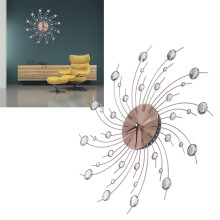 Wrought Iron Wall Clock Living Room Diamonds Wall Clock Rose Gold Home Decoration Clock