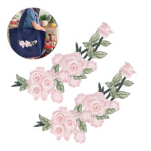 Écusson brodé en coton écologique à motif floral pour vêtements DIY, gilets et chapeaux — rose