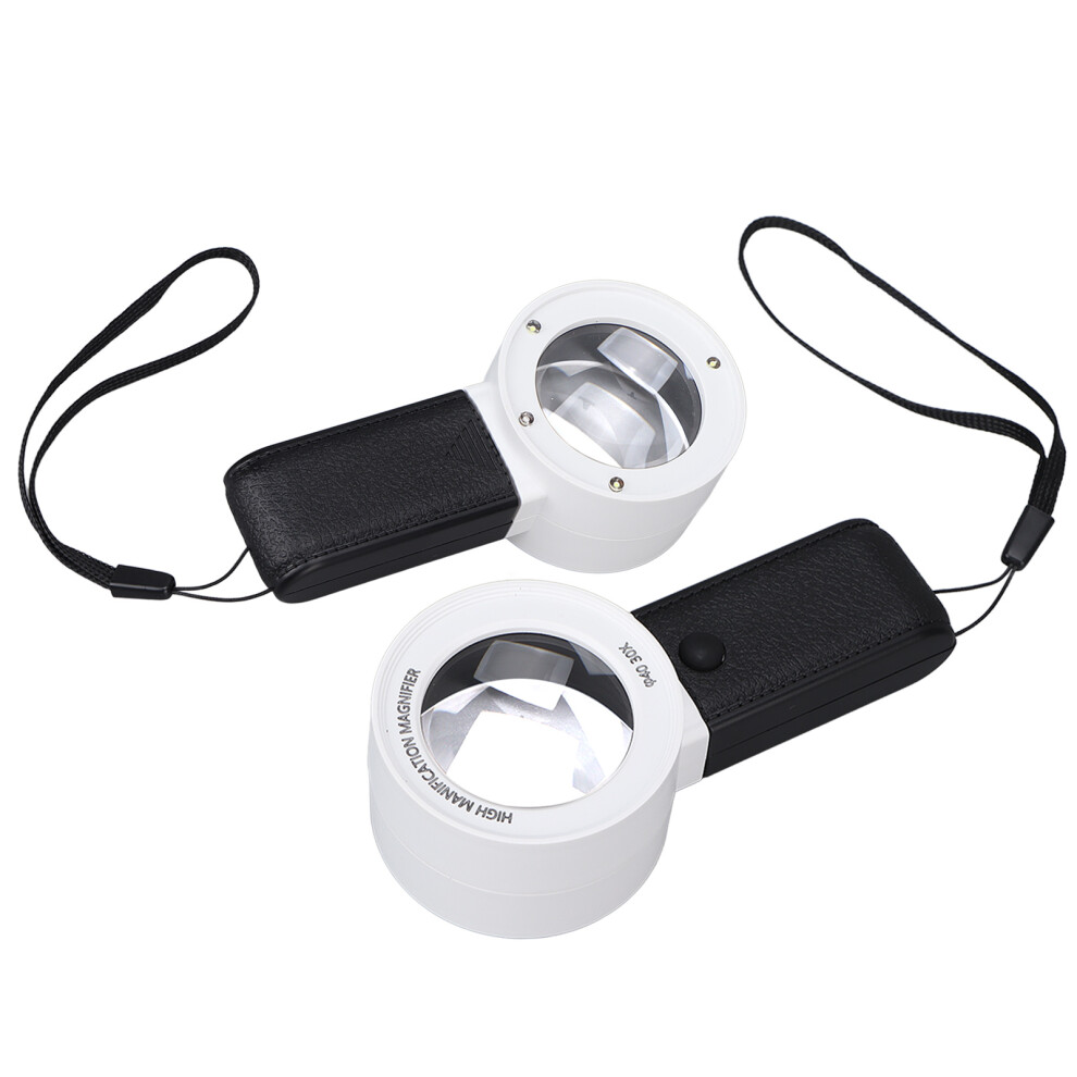 Light Ed Magnifying Glass Handheld 30X Magnification 3 Led S 1 Uv Multifunction Pocket Magnifying Glasswhite