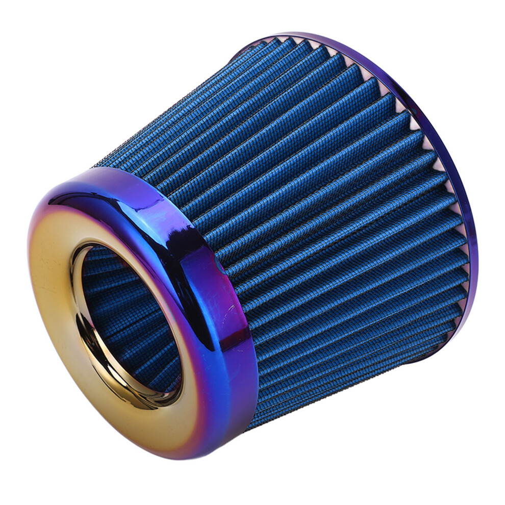 Car Intake Air Filter 3In/76Mm High Performance Washable Reusable Cone Universal Accessoryblue 9411321635269