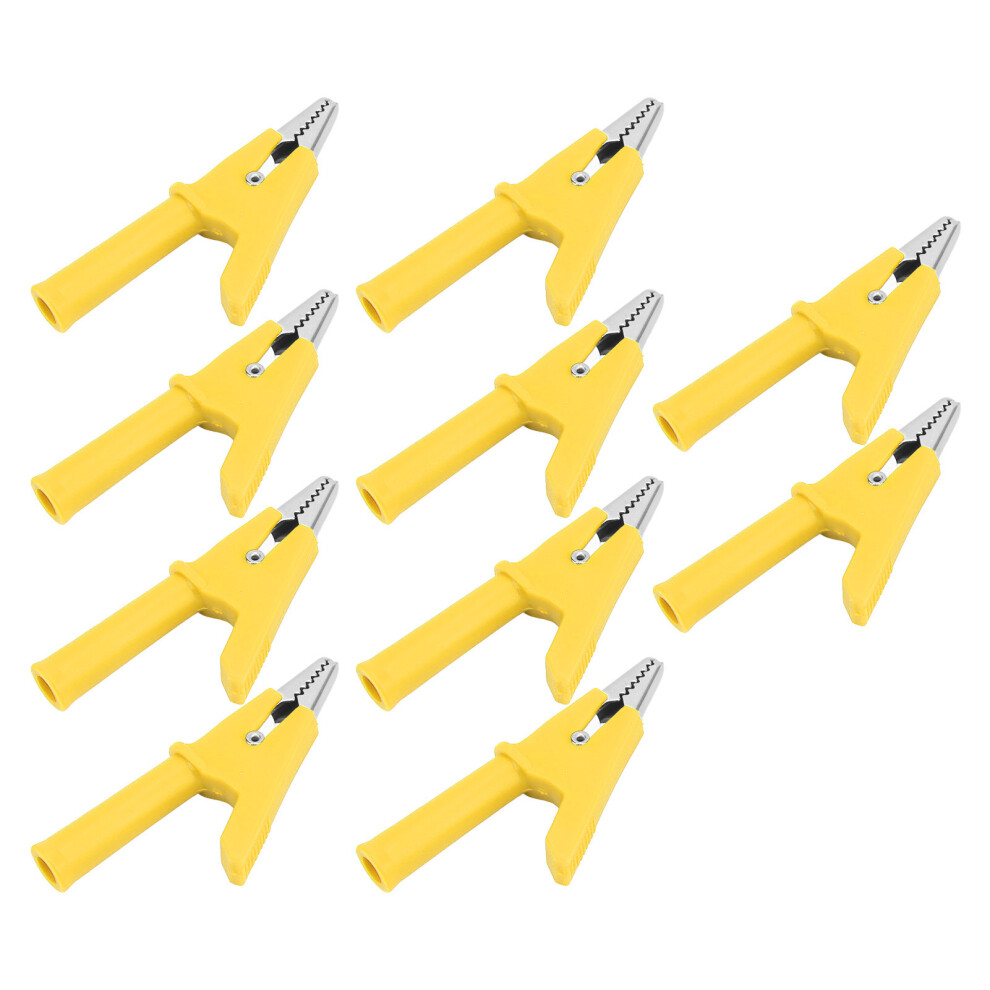 10Pcs Crocodile Clip Testing Clamp 10Mm Opening 10A With 4Mm Socket Accessory Set Kityellow 9321321636053