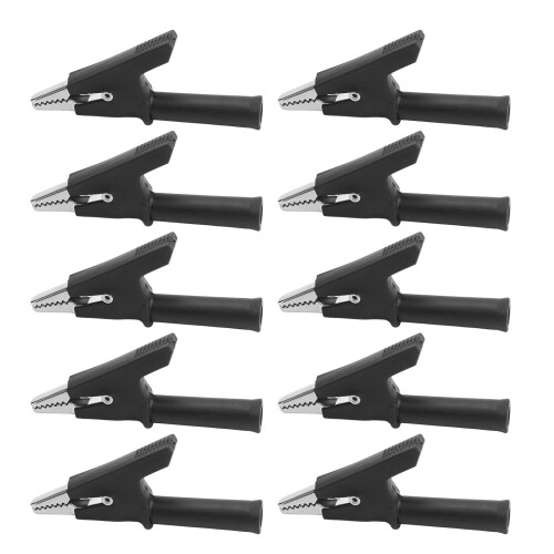 10Pcs Crocodile Clip Testing Clamp 10mm Opening 10A with 4mm Socket Accessory Set KitBlack 1