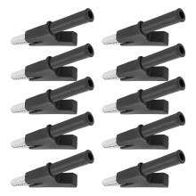 10Pcs Crocodile Clip Testing Clamp 10mm Opening 10A with 4mm Socket Accessory Set KitBlack