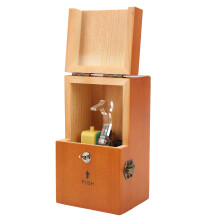 Naturale Kiefer Useless-Box mit Metallknöpfen – 15x9x7cm Braun