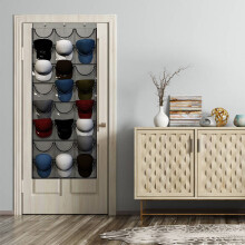 Percha para sombreros de 24 bolsillos 70x164 cm negro y gris de montaje en la pared