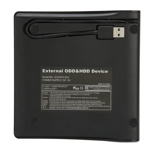 Alloggiamento per DVD SATA USB 3.0 ultra-sottile, nero, 9,5 mm 2