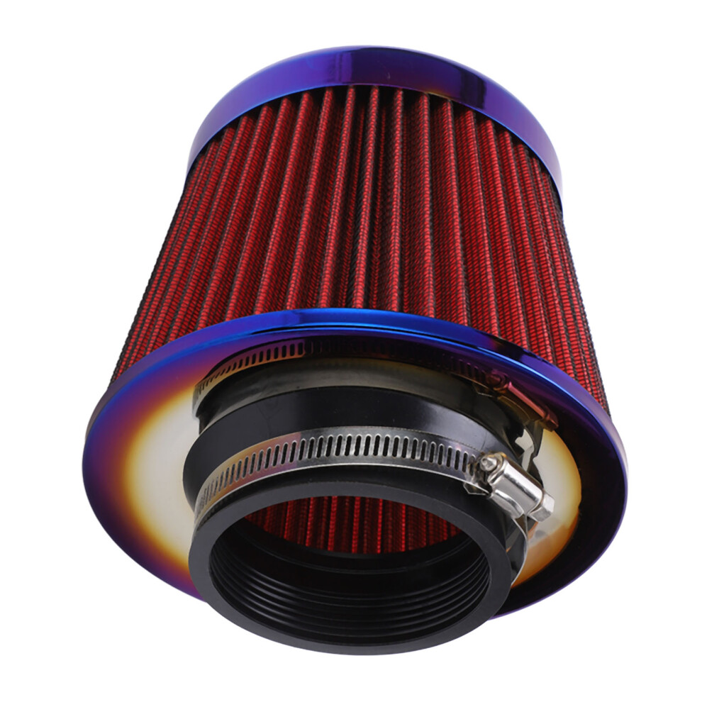 Car Intake Air Filter 3In/76Mm High Performance Washable Reusable Cone Universal Accessoryred 4691321635253