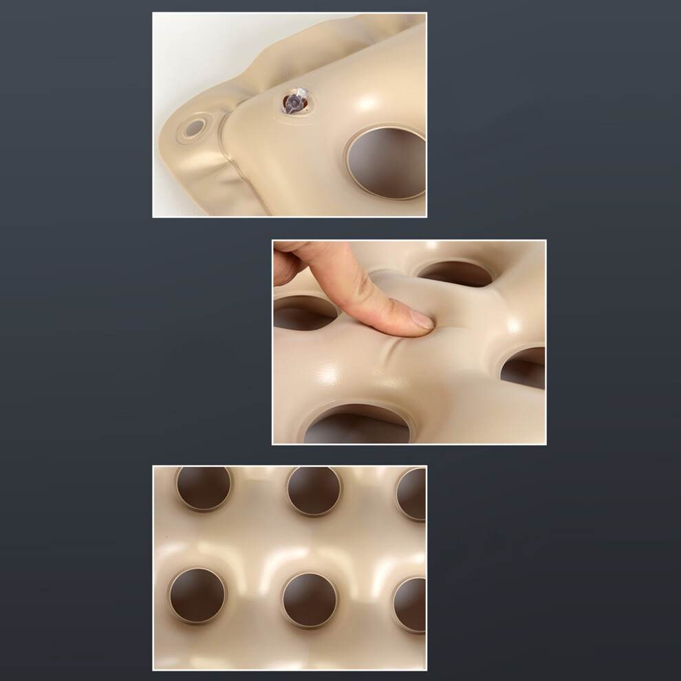 Beige Inflatable Donut Cushion Thicken Pvc Round Shape Prevent Bedsore Leakproof Wheelchair Stool Chair Cushion16 Hole Tetragonum Pad